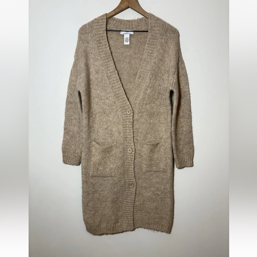 MAGASCHONI LONG Cardigan Sweater WOMENS M CAMEL Alpaca Wool